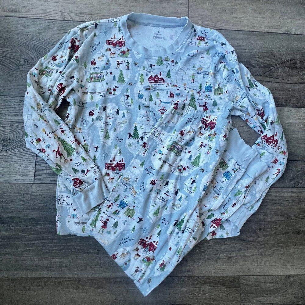 Pottery Barn Kids Pajama Set  Winter Ski Christmas Cotton Soft Cozy Snug Fit